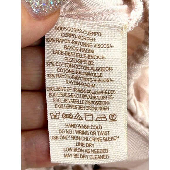 Free People. Blouse S/P Pink, Lace Tassels Balloon Long Sleeve Loose Fit Classic - Picture 9 of 16